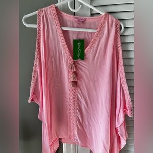Lily Pulitzer crinkled linen poncho style top